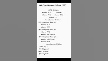 Computer Scheme 10th Class 2025 - Computer Paper Pattern 10th Class 2025#educationworld#viralshorts
