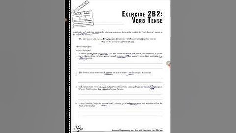 Sentence Diagramming 101–Ex 2B2: Word Function (Verb Tense)