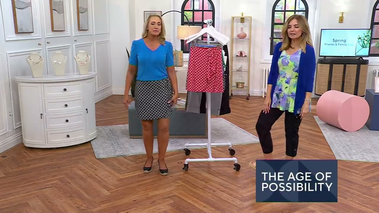 Susan Graver Printed Liquid Knit Faux Wrap Skort with Tie Detail on QVC