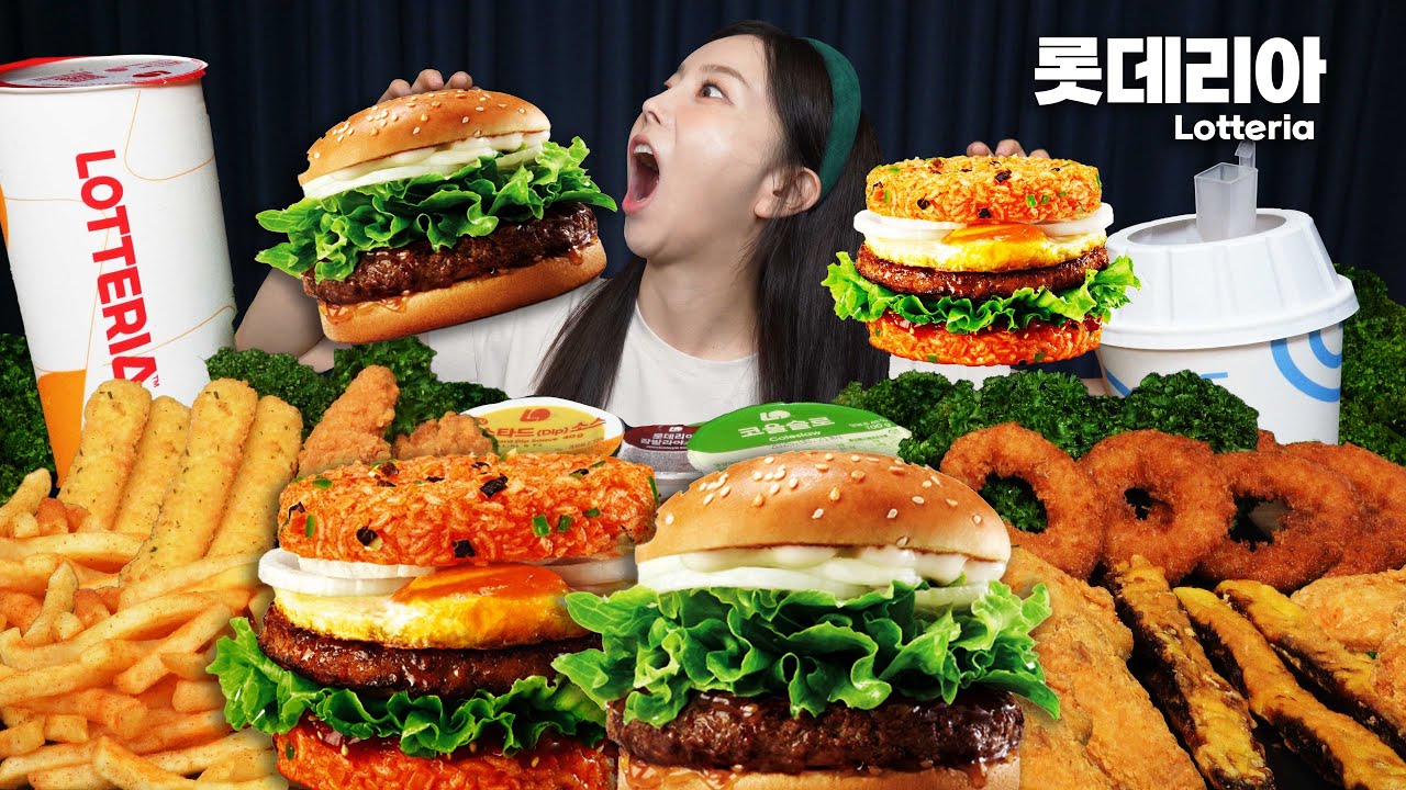[Mukbang ASMR] LOTTERIA 🍔 First Lotteria in America?! 🍔 Korean Bulgogi Burger + Rice Burger Ssoyoung