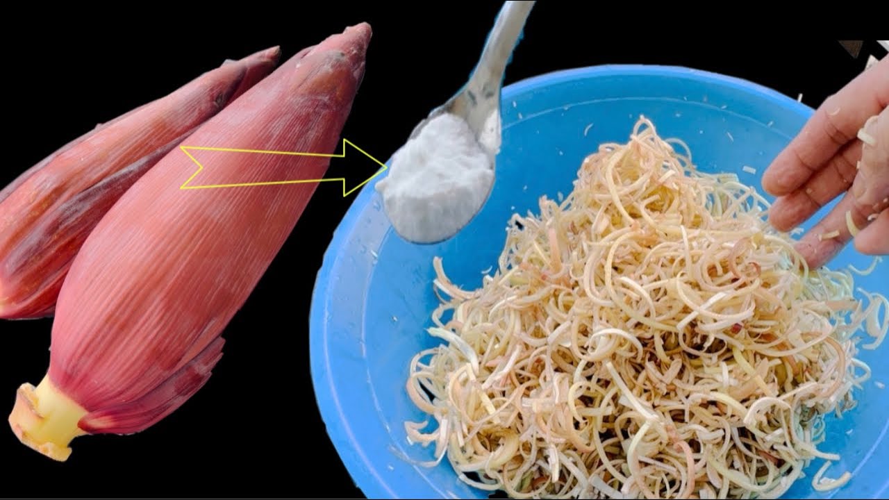 Cách Thái Hoa Chuối Trắng Giòn ,Nhanh Gọn Không Bị Thâm Đen Nhờ Mẹo Này