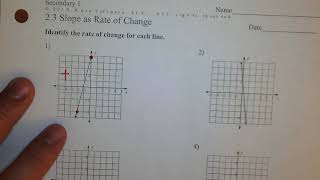 2.3 Slope as Rate of Change Worksheet