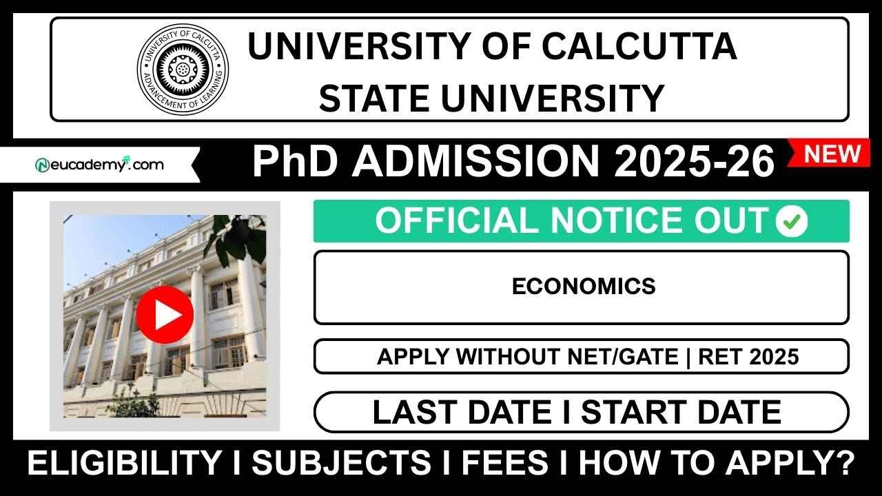 University of Calcutta (CU) PhD Admission 2025-26 Notification | Eligibility, Dates, Subjects, Seats
