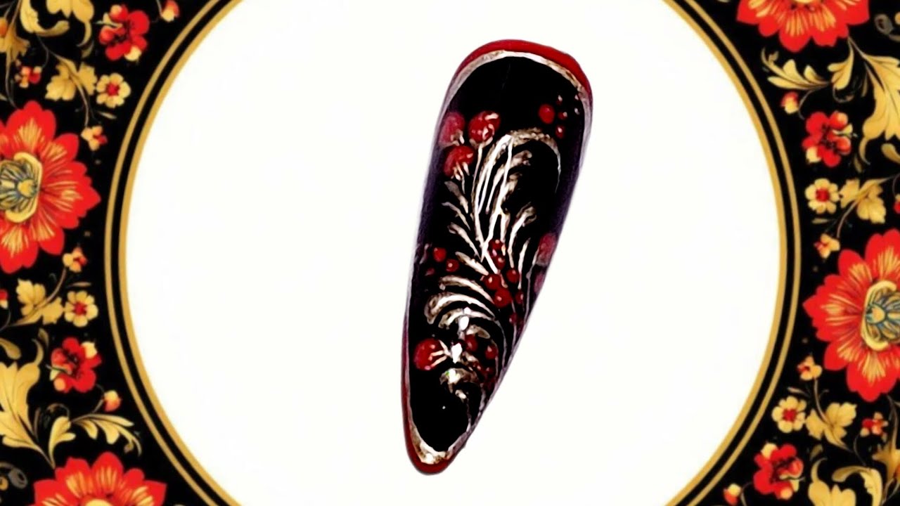 Ногти в русском стиле. МК/Russian-style nails.  Tutorial.