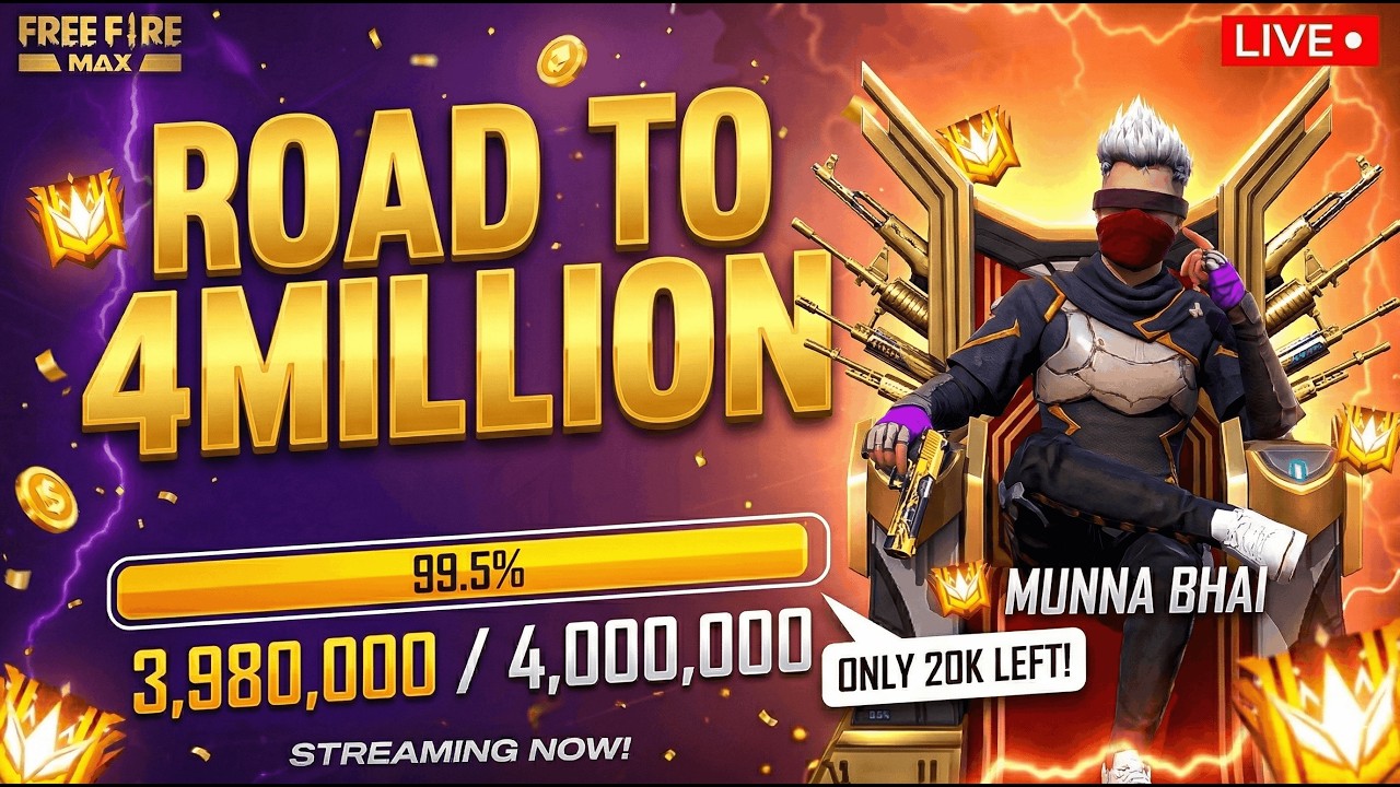 🤩Grandmaster Live Rank Push ️- Free Fire Telugu Live - Munna Bhai #MBG ...