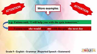 Grade 9   English   Module 10 b   3 Grammar Reported Speech   Statements