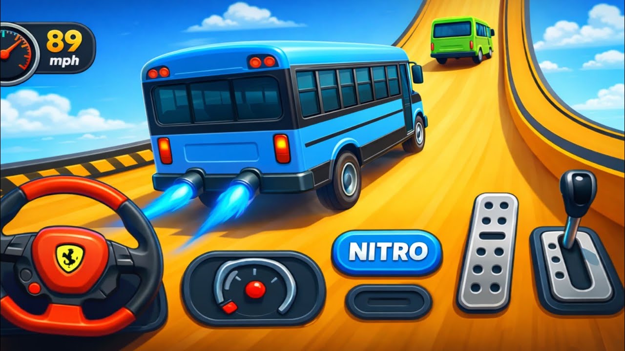 Bus Racing on Impossible Mega Ramp 😱 | Extreme Stunt Driving Game | BS Gamerz