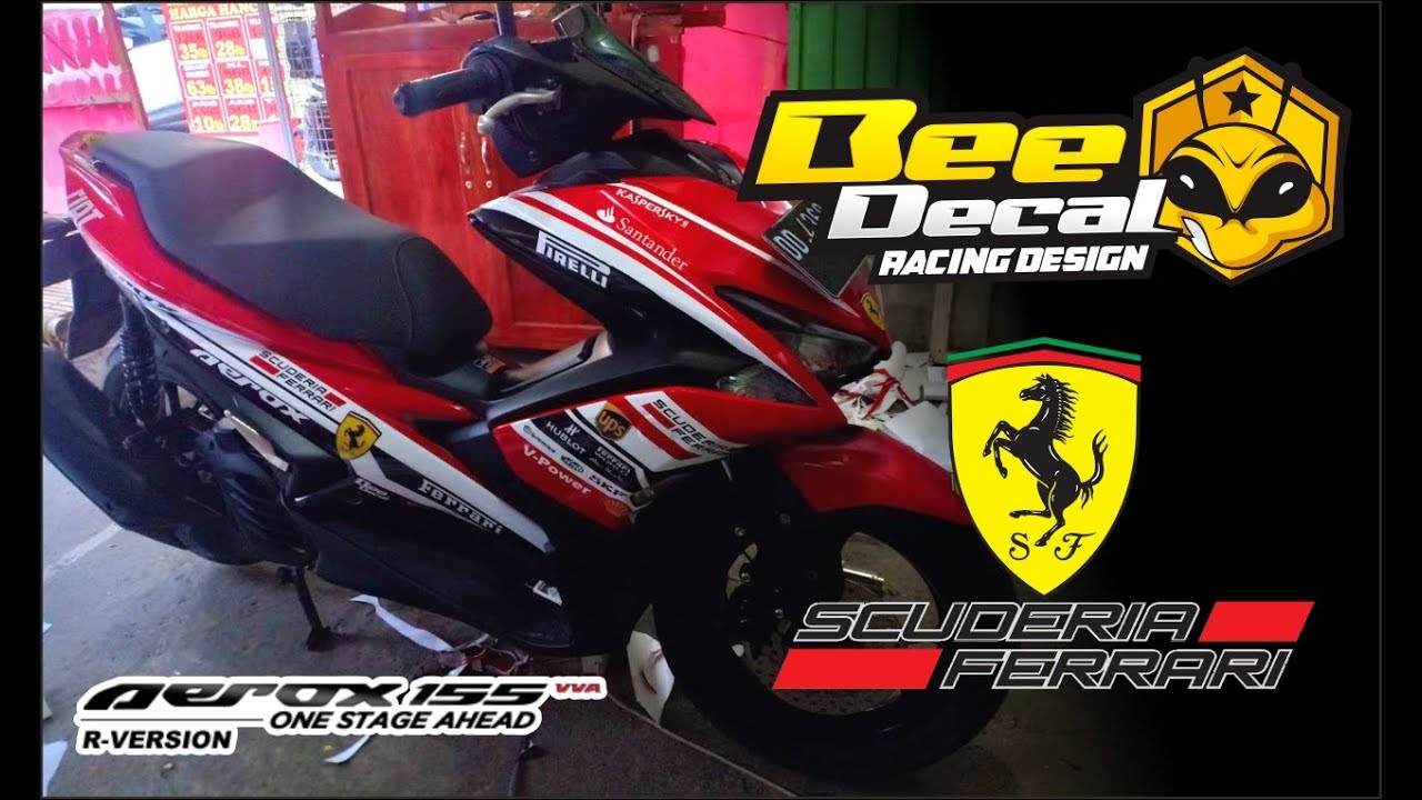 Modifikasi Stiker Aerox 155 Vva Ferrari Edition Beedecal