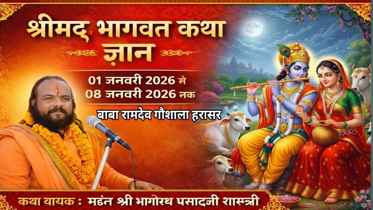 लाइव day7 श्रीमद् भागवत कथा हरासर बाबा रामदेव गौशाला,  हरासर Katha vachak Shri Bhagirath ji Shastri