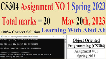 CS304 Assignment NO 1 Spring 2023  | Last Date May 20, 2023 | CS304 Assignment NO 1 Solution