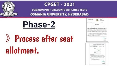 Ts Cpget Phase-2 Process after seat allotment ||TS CPGET 2021 ||Process after seat allotment.