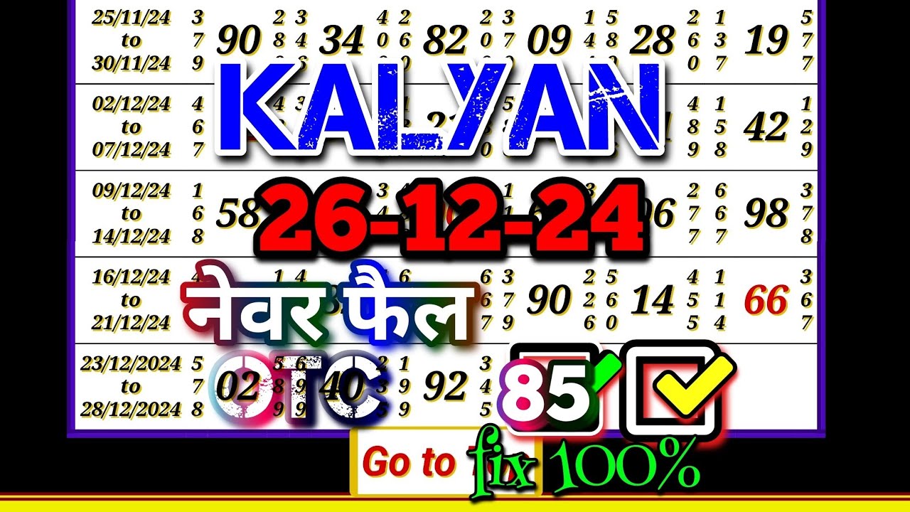 26-12-24 || KALYAN MATKA FIX OTC JODI TODAY #KALYAN_OPEN_TODAY - YouTube