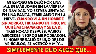 Sentada en una banca helada, le di mi abrigo a un desconocido— sin imaginar que era millonario…