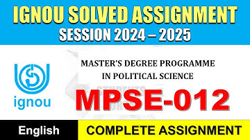 MPSE 012 Solved Assignment 2025 || mpse-012 solved assignment in English || Jan 2025 to Dec 2025