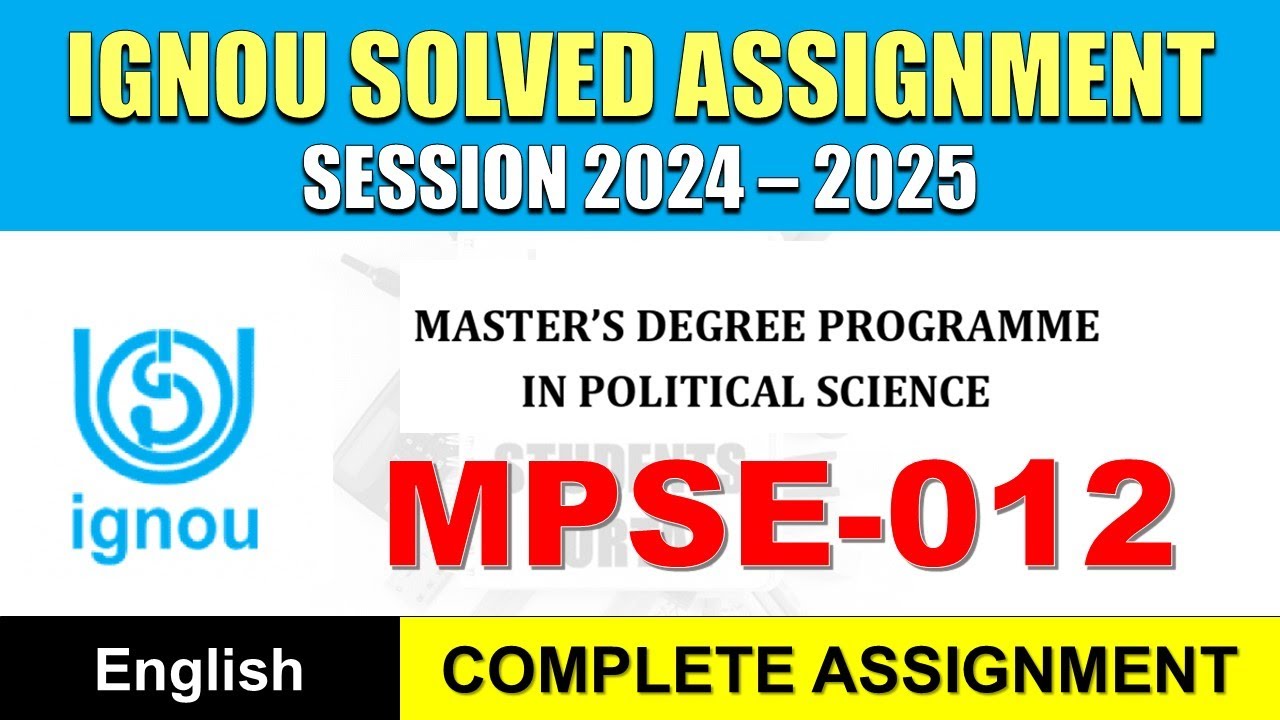 MPSE 012 Solved Assignment 2025 || mpse-012 solved assignment in English || Jan 2025 to Dec 2025