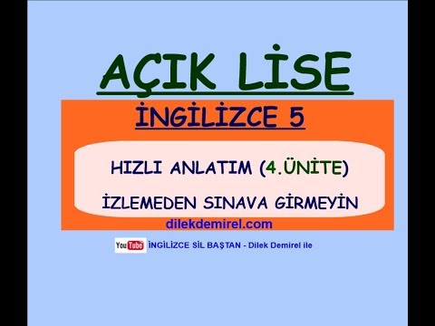 Açık Lise İNGİLİZCE 5 (4. Ünite)