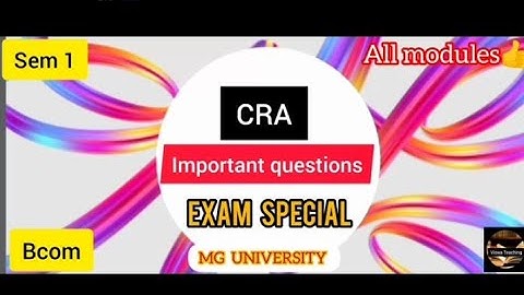 CRA || Important questions || Bcom ||Sem 1 ||Exam special @viswateaching