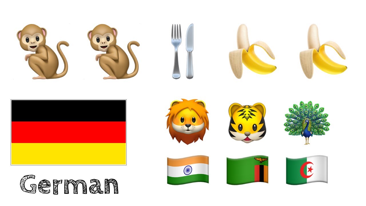  Update  50 Sätze - Deutsch mit Emojis -  🐒🐒🍽🍌🍌