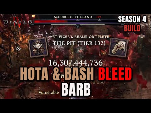 HOTA BLEED SETUP - PIT 132+ Bash Barb - Season 4 Diablo 4