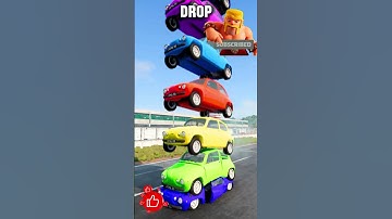 Mixed Color Buses Tower Fall Explode & Crash - BeamNG Drive #Youtubeshorts