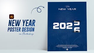 Modern New Year Poster Design in Illustrator | Happy New Year | Poster Design | JZ Graphics screenshot 5