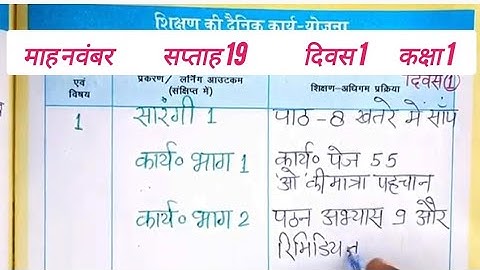 📝 18/11/2025 की शिक्षक डायरी कक्षा 1 l शिक्षक डायरी कक्षा 1 सप्ताह 19 दिवस 1 Shikshak diary class 1