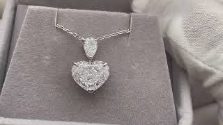 5.0ct diamond heart pendant, womens heart necklace, lab diamond heart necklace