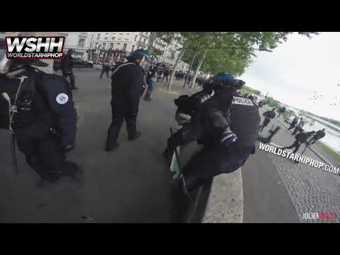 French Cop Takes An L From A Scooter During A Protest!
