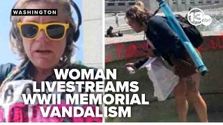 WWII Memorial vandalism suspect appears in court after turning herself in