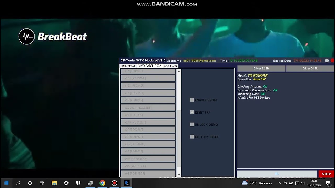 reset frp vivo y12 pd1901ef..done sec patch 2022.by cf tools