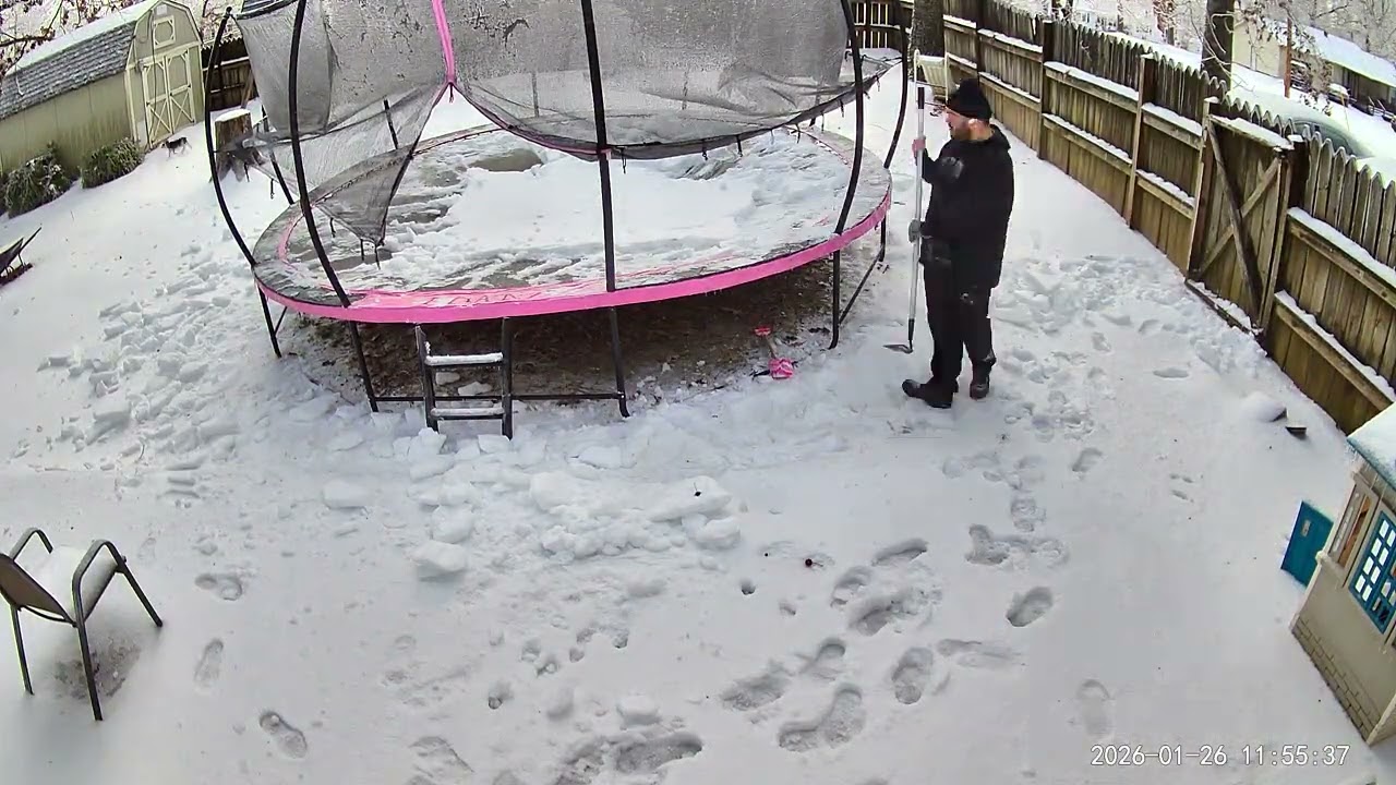 Clearing trampoline from Ice/snow 