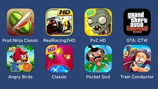 Fruit Ninja Classic - Real Racing 2 - Plants vs Zombies - GTA CTW - Angry Birds RIO (2010 iOS Games) screenshot 1