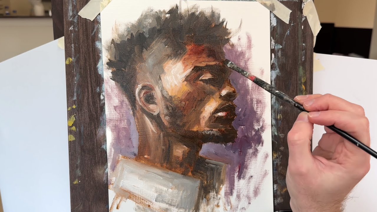 5 Minute Oil Painting Portrait Walkthrough | Side Profile View