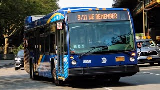 2019 Novabus LFS #8558 on the Bx7 at Broadway and 230th Street (w/ 9/11 WE REMEMBER Signage)
