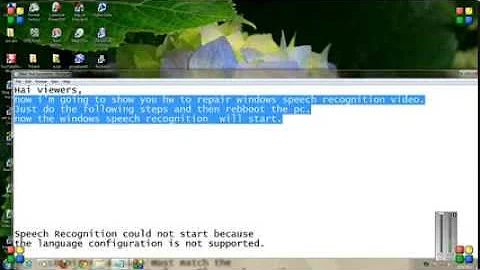 Best tutorial to repair Windows Speech Recognition Error