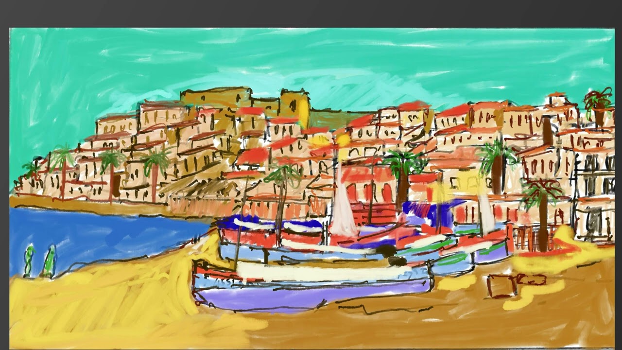 Study of boats on the beach
