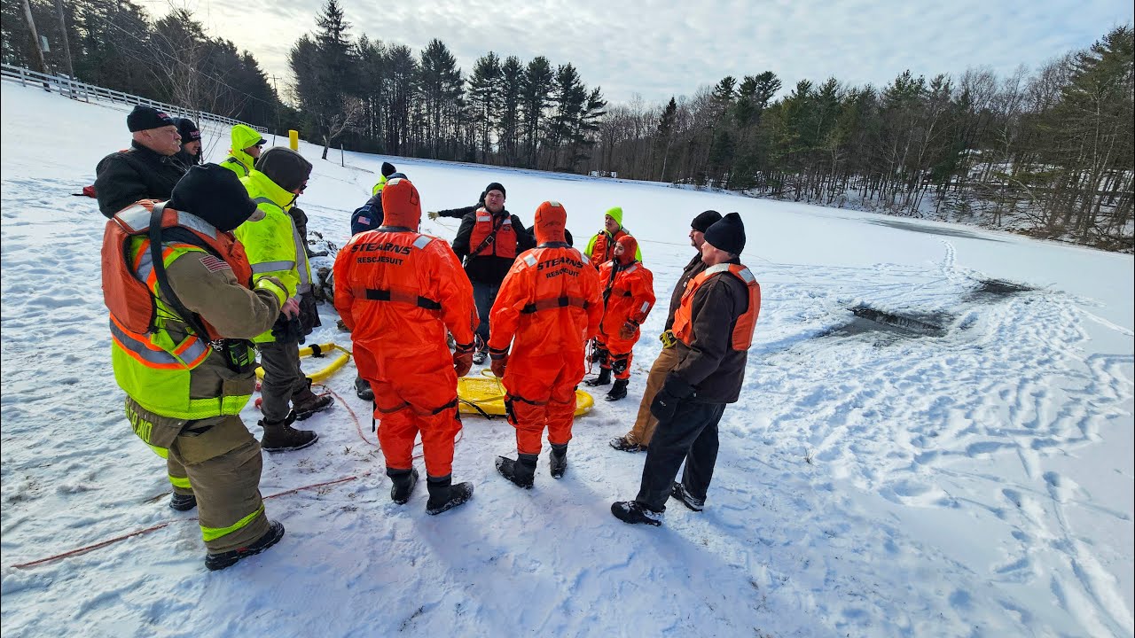 Milford Fire Department and EMS Ice Rescue Training - YouTube