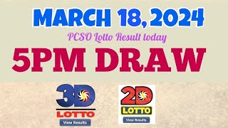 Lotto Result Today 5pm March 18, 2024 Swertres Ez2 PCSO#lotto