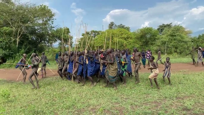 Winner of the Donga stick fighting in Surma tribe , Omo Ethiopia