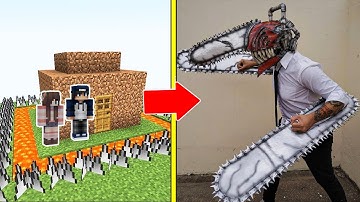 CHAINSAW MAN Tấn Công Nhà Được Bảo Vệ Bởi bqThanh và Ốc Trong Minecraft