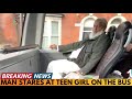 فتاة مراهقة تحدق في الحافلة