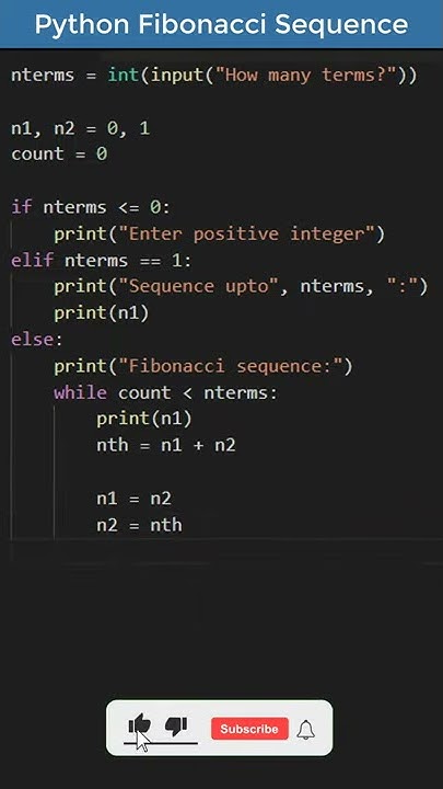 Python Program Print Fibonacci Sequence/Series #shorts - YouTube