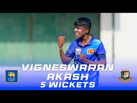 Highlights Vigneswaran Akash Brilliant 5 Wickets Haul 1st One Day Game SL Vs BAN U19 SLvsBAN