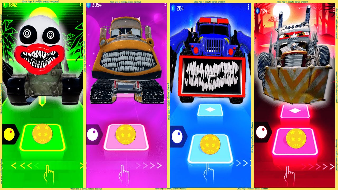 coffin dance - Tow Mater Excavator vs Apocalypse Truck vs Police Truck vs Tank Thomas | Tiles HOP ❗❗
