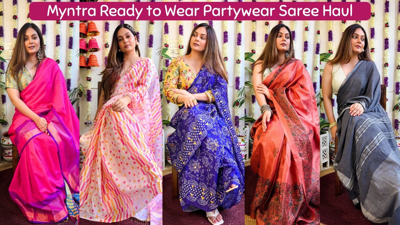 Myntra 1-Minute Ready-to-Wear Saree Haul | Designer Readymade Blouse | Big Fashion Festival | Mahima
