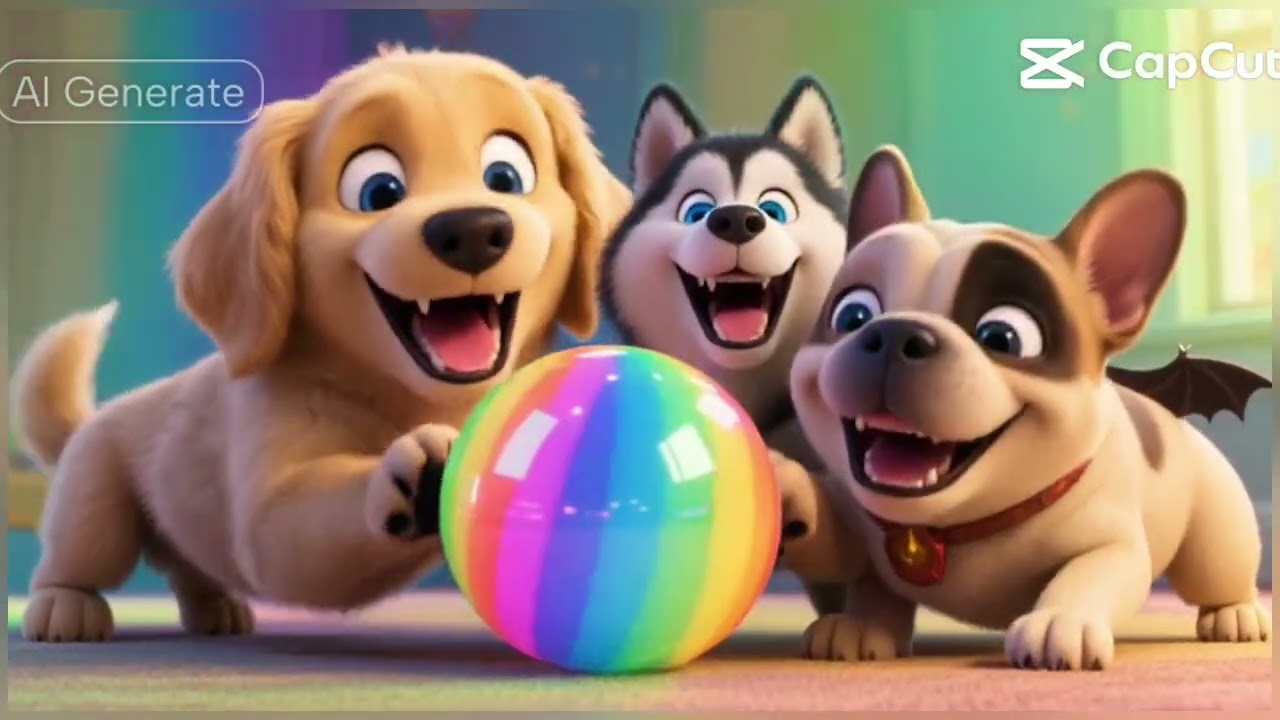 Cutest Baby Puppies Chasing a Magic Color Ball 🐶🌈 | Stunning Govee TV Surround Lights Show