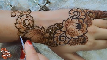 Latest Beautiful Lotus And Negative Spacing Mehndi Design 2024 | Step by Step Tutorial | Henna Fever