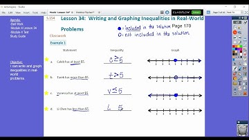 Module 4 Lesson 34  Writing and Graphing Inequalities