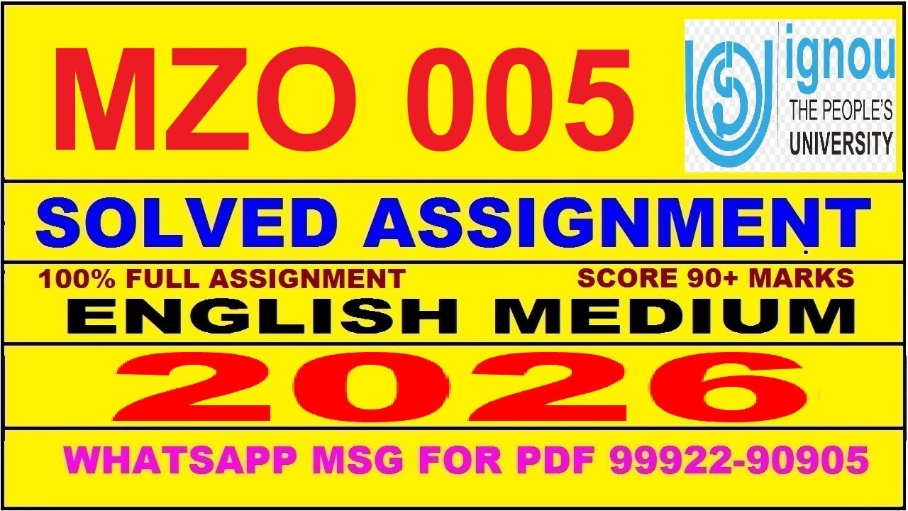 MZO 005 solved assignment 2026 in English || mzo 005 solved assignment 2026 || ignou mzo005 2026