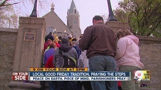 Praying the steps in Mount Adams